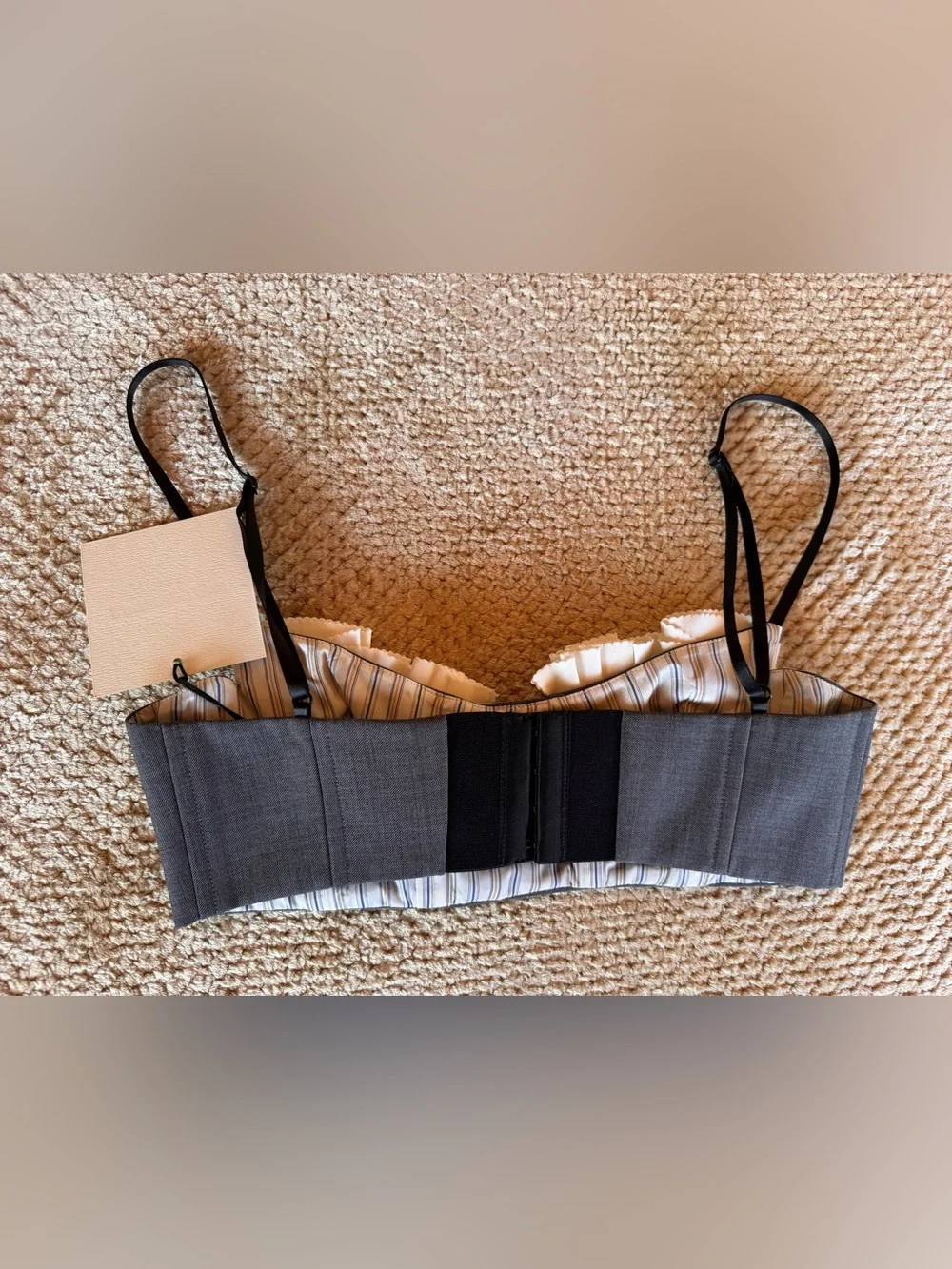 Shushu/Tong Grey Irregular Pleated Skirt & Spaghetti Strap Bralette Top - Picture 8 of 16